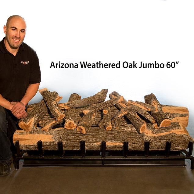 Grand Canyon 36" to 60" Jumbo See Through Arizona Weathered Oak Vented Gas Log Set with Stainless Steel Burner