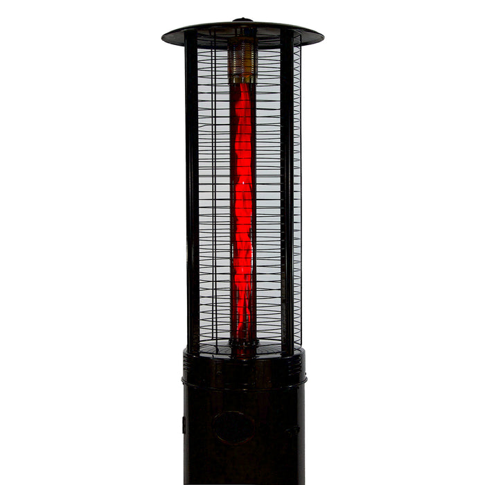 RADtec Ellipse Flame 80" Tall 41,000 BTU Propane Patio Heater - Black with Ruby Glass