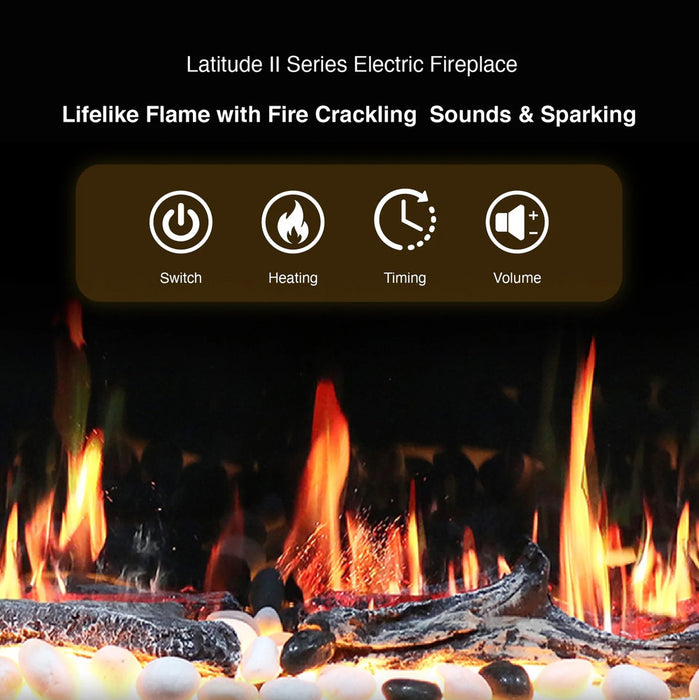Litedeer Homes Latitude II 48" Seamless Push-In Smart Electric Fireplace