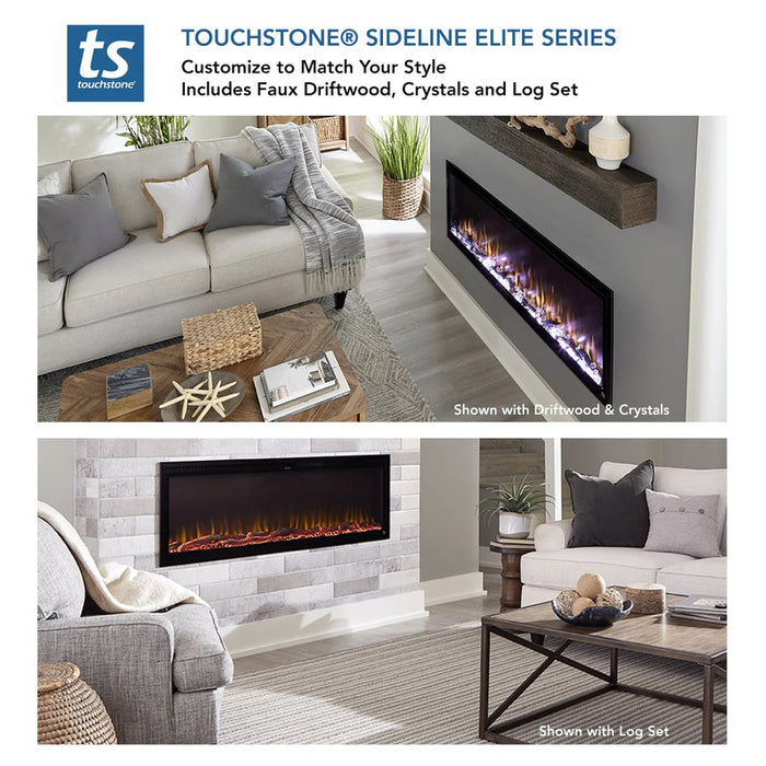 Touchstone Sideline Elite Smart 60" Recessed WiFi-Enabled Electric Fireplace (Alexa/Google Compatible)