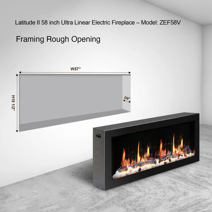 Litedeer Homes Latitude II 58" Seamless Push-In Smart Electric Fireplace