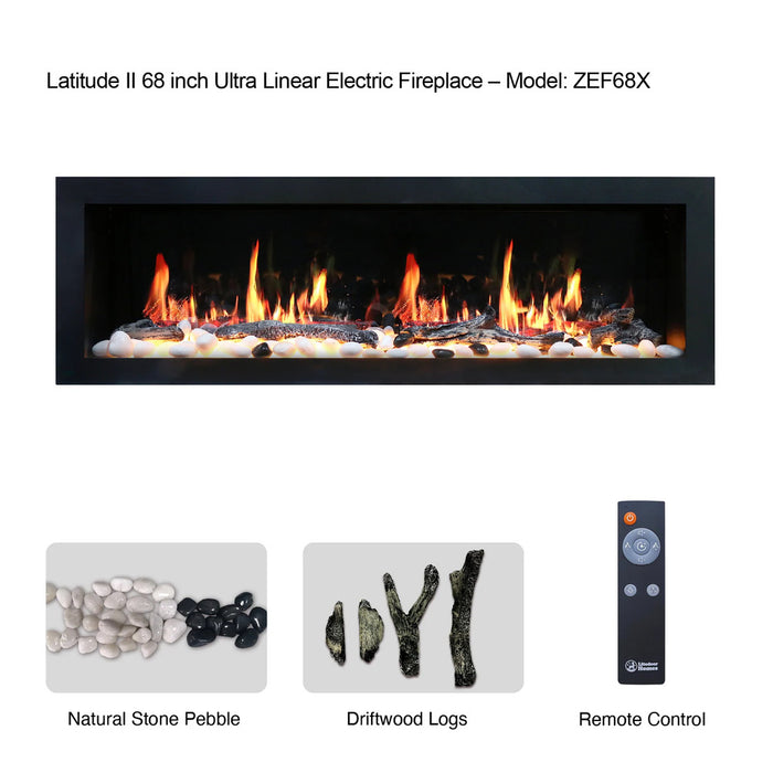 Litedeer Homes Latitude II 68" Seamless Push-In Smart Electric Fireplace