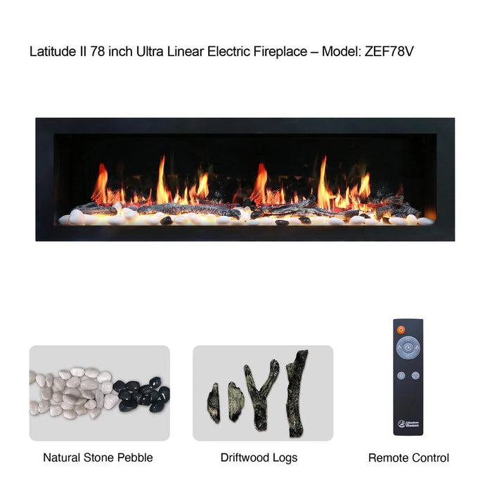 Litedeer Homes Gloria II 78" Seamless Push-In Smart Electric Fireplace