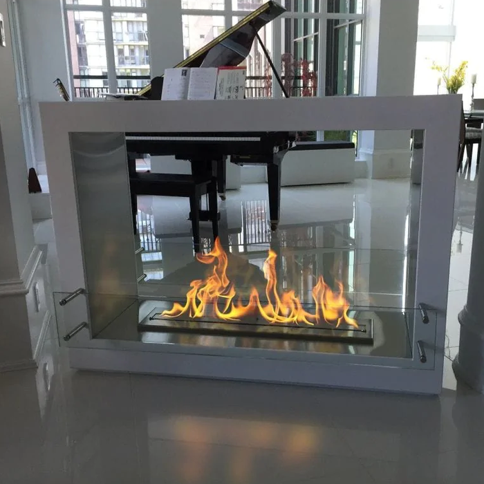 The Bio Flame Sek XL 53" Freestanding See-Through Ethanol Fireplace